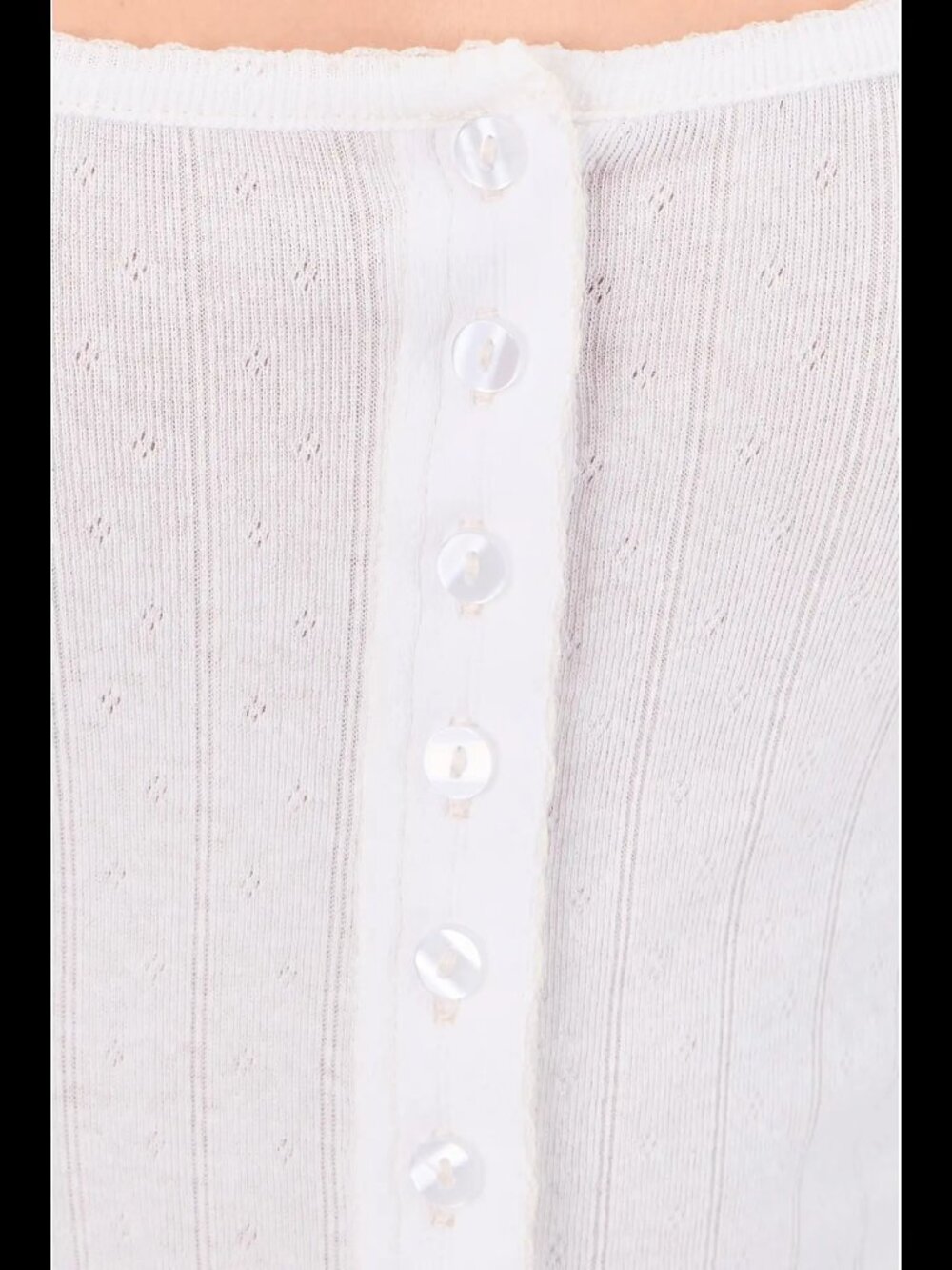 Free People End Game Pointelle Long Sleeve - Sugar Swizzle - Picture 7 of 8